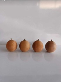 Resim Puf Ayağı Mobilya Ayağı Ahşap Topaç Ayak Masa Sehpa Ayağı Ahşap Yuvarlak Ayak Yükseklik 7.5 Cm Kahverengi 