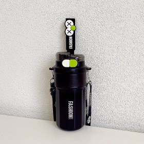 Resim Shun Shop Göz Termos Kupası, Çift Içecek Kayışı Su Kupası, Iyi Görünümlü Öğrenci Spor Kupası, Dışarı Çıkarken Uygun Seyahat Kupası (Yurt Dışından) 