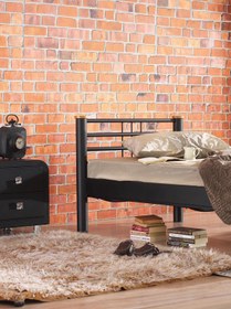 Resim Unimet Kappis-s Tek Kişilik Ferforje Metal Karyola-siyah (AHŞAP LATALI) 