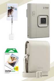Resim Fujifilm Instax Mini Liplay Plus Sand Beige Fotoğraf Makinesi, 20'li Film Çanta ve Kıskaç Hediye Seti 