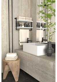 Resim Aju Havluluk 2 Katlı Aksesuar Rafı Ev Banyo Mutfak Düzenleyici Duvara Kolay Monte Çok Amaçlı Beyaz 