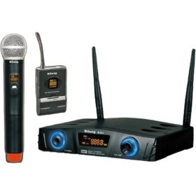 Resim König K-312 Uhf Çift Kanal 1 El + 1 Yaka Mikrofon 