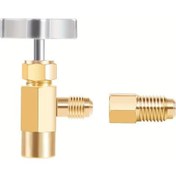 Resim Meridiangoods 2 Adet R134a Can Tap Delici Stil R134a Soğutucu Dispanseri Tank Adaptörü 1/4 Ve 1/2 Ac Şarj Hortumları 