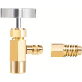 Resim Meridiangoods 2 Adet R134a Can Tap Delici Stil R134a Soğutucu Dispanseri Tank Adaptörü 1/4 Ve 1/2 Ac Şarj Hortumları 
