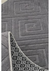 Resim Lüle Halı Delüx Kabartmalı Düz Renk Üstün Kalite De Kaymaz Tabanlı Yolluk Halı Antrasit 