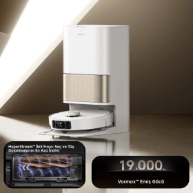 Resim Dreame 19.000 Pa Vormax Emiş Gücü Hyperstream Duobrush Easyleap 40MM Engel Aşma Powerdock 75°c Sıcak Su Yıkama Akıllı Robot Süpürge 