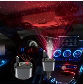 Resim Topnotch Bright Gray Metal Style Four In One Double Retractable Plug Hızlı Araç Şarj Cihazı Iki Usb Portlu Anti Tangle Tasarım Hafif Ve Taşınabilir 