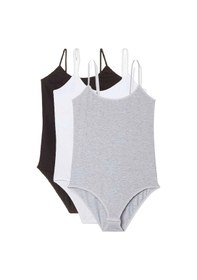 Resim Royaleks 3 Adet İp Askılı Kadın Çıtçıtlı Body Siyah Beyaz Gri Çok Renkli 