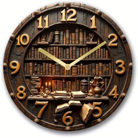 Resim Vintage Antika Tarzı Sessiz Duvar Saati Büyük Rakamlarla - 20.32 cm, Tıkırtısız Pille Çalışan, Oturma Odası, Yatak Odası veya Ofis için Dekoratif Metal Çerçeve, Yer Tasarruflu Ev Dekoru, Yatak Odası Duvar Saati | Kütüphane Tasarım Saati | Metal Çerçeveli Saat, 2D Düz 