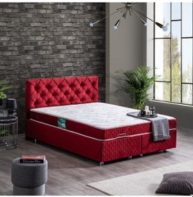 Resim Setaymobilya Baza, Vita Çift Kişilik Bordo Baza + Başlık + Comfort Yatak 