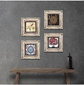 Resim Pinecone Stone Sri Yantra, Lale, Çini Sanatı, Nar Ağacı Taş Duvar Tablosu - Çerçeveli Taş Tablo - Dekoratif Duvar Sanatı - Modern Ev ve Ofis Duvar Dekoru K4-284 