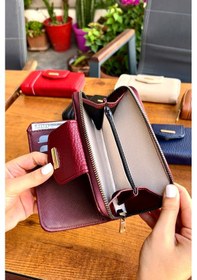 Resim Lavinia Bordo Vegan Deri Kadın Cüzdan Fermuarlı Ve Mıknatıslı 16x9 Cm Bordo 