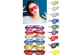 Resim Munico 6 Adet Gözlük Metalize Panjur Şekil Parlak Parti Gözlük 6'lı Konser ve Partiler Için Neon Rengarenk 