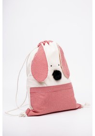Resim Fabric Craft Bag Çocuk Sırt Çantası Kırmızı Köpek Figürlü Krem - Kırmızı 