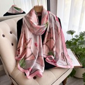 Resim 1 adet 180x85cm Bohemian Yağlıboya Tarzı Pembe Ayçiçeği Baskılı Eşarp - Yumuşak Hafif Kumaş, Esneksiz Dayanıklı Kadın Moda Aksesuarı Akşam Çıkışları & Özel Günler İçin, Şık Bohemian, Pürüzsüz İpek Dokusu, Zarif İşçilik 
