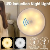 Resim 1 adet, 8 LED USB Şarj Edilebilir Algılama Okuma Işığı, İç Mekan Sensörlü Gece Lambası, Kablosuz Dolap Işığı LED Lamba, Merdiven Gardırop Tuvalet Mutfak Koridoru için, Her Yere Yapıştırılabilir 