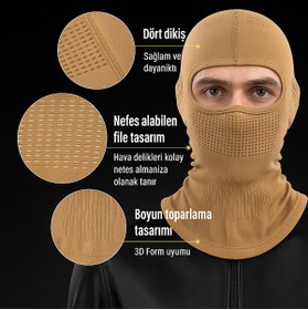Resim headwear Bej Balaklava Maske | %100 Polyester, Dikişsiz, Nefes Alabilir – Unisex Outdoor & Taktik Maske 