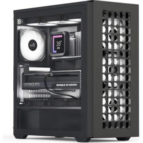 Resim Aero Cool D502A 750W 80+ Bronze, 4X12CM A-Rgb Fanlı, Şık Mesh Ön Panel, Tempered Cam Yan Panel, USB Type-C, Atx Bilgisayar Kasası (AE-D502A-BK750BR) 