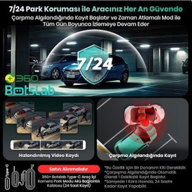 Resim 360+ Botslab G300h Plus Wdr 4k Uhd Ön+Arka Wifi+Gps 170 Geniş Açı Gece Görüşlü Araç İçi Kamera Dash Cam Araç Kamerası +lcd Ekran+G-Sensör+Sesli Kontrol + 64Gb Hafıza Kartı 