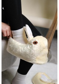 Resim Earna Tavşan Model Şişme Peluş Kadın Panduf Sarı 