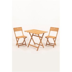 Resim Sırt Ve Oturak Minderli Balkon Bahçe Mutfak 3'lü Bistro Set Katlanır Masa-sandalye 60x80 Masalı Krem 