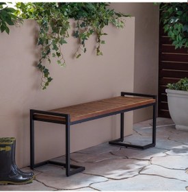 Resim Bank Ahşaplı Bank Modeli Metal Ayaklı Dış Mekan Bankı Ahşap 