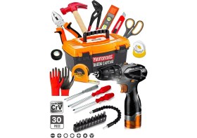 Resim TeknoTrust 30 Parça Matkaplı Takım Seti, Pense, Yankeski, Tornavida, 12V, 1.5-1.9 Ah, Darbesiz, Premium 