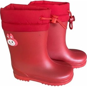 Resim Belix Konçlu Peluşlu Emojili Kız Çocuk Yağmur Çizmesi 26-35 Kırmızı Kırmızı 