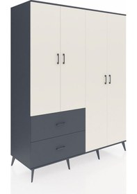 Resim Kronos Gardrop 4 Raflı 2 Çekmeceli 2 Askılı 176x59x221 Antrasit-aytaşı/antrasit Aytaşı/antrasit 