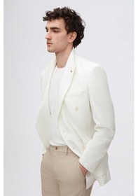 Resim D's Damat Ds Damat Slim Fit Ekru Armürlü Kumaş Ceket 4hc04vh024882 Ekru 