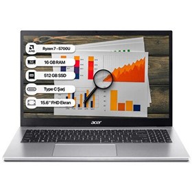 Resim Aspire 3 A315-44P NX.KSJEY.002 Ryzen 7 5700U 15.6" 16 GB RAM 512 GB SSD FHD 60 Hz FreeDOS Laptop 