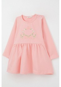Resim Breeze Kız Çocuk Uzun Kollu Elbise Renkli Çiçek Nakışlı 1.5-5 Yaş, Pembe Pembe 