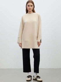Resim Loreen Kadın Bisiklet Yaka Düşük Omuz Örme Tunik -20735TUN - DARK BEIGE 