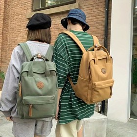 Resim 1 adet Vintage Fermuarlı Sırt Çantası, Büyük Kapasiteli Sırt Çantası, Çok Yönlü Seyahat Depolama Sırt Çantası 