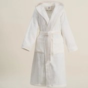 Resim Ecocotton Ecosoft L Kadın Bornoz Armürlü Krem 