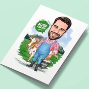 Resim Çiftçi Erkek Karikatürlü Tebrik Kartı 