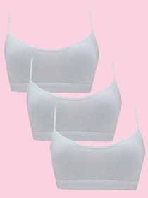 Resim Tezzgelsin Kız Çocuk 3'lü Pedli Pamuklu Ince Askılı Büstiyer Günlük Alıştırma Sütyeni Beyaz 