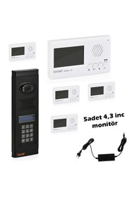 Resim konwi intercom Görüntülü Diafon Seti Konwi 5 Daire Apartman Tipi Set Vsions 4,3 Monitör Zil Paneli Şifreli Kameralı 