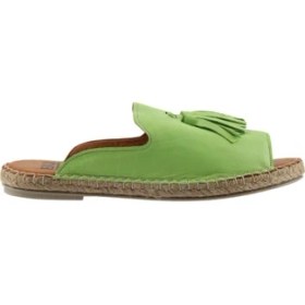 Resim Bueno Shoes Yeşil Deri Kadın Düz Terlik 
