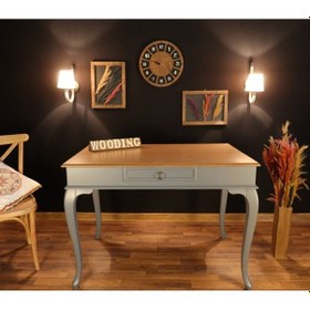 Resim Wooding-Mobilya Wooding 100 Cm Çekmeceli Masif Gri Naturel Çalışma Masası 