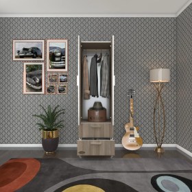 Resim Kenzlife gardırop 2 kapaklı kapılı 2 çekmeceli kamelya 168*50*42 crd ayaklı gardolap dolap 