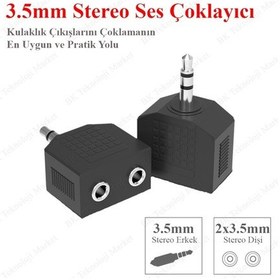 Resim 3.5Mm Stereo Kulaklık Ses Çoklayıcı Adaptör 