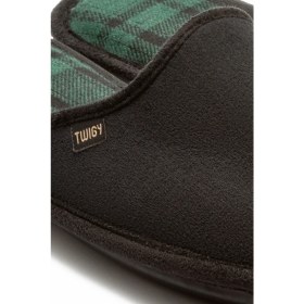 Resim Twigy Ekose Erkek Ev Terliği Siyah Yeşil 41/46 