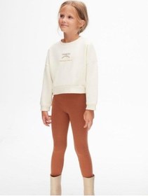 Resim Kız Çocuk Pamuklu İki İplik Bohem Sweatshirt-14711 KREM 