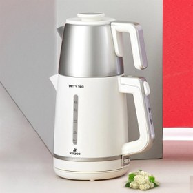 Resim Karaca Berry Tea XL 2in1 1700 W Beyaz Çelik Çay Makinesi 