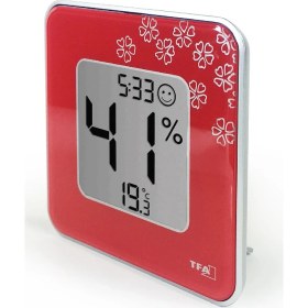 Resim Tfa Style Kırmızı Çiçekli Termometre Nem Ölçer 