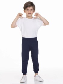 Resim My Hanne Beli Lastikli Erkek Bebek Jogger Eşofman Altı 50707-2 