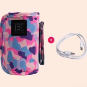 Resim Yunboo Bebek Biberon Isıtıcı Kılıfı - Taşınabilir Sıcaklık Sabitleyici, Ev Ve Dışarı Kullanıma Uygun, Kamuflaj Pembe Desenli + Veri Kablosu 