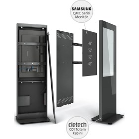 Resim Cletech C01 65" Totem Kabini + Samsung QM65C 65" Monitör 