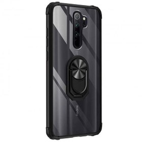 Resim Xiaomi Redmi Note 8 Pro Arka Şeffaf Yüzüklü Mıknatıslı Kapak Siyah 